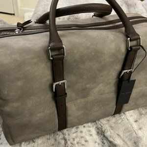 Ted Baker While Textured Faux Leather Briefcase in Stone MSRP$289 Great Reviews